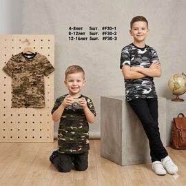 Фотография Футболка детская на мальчика F30-2 beige р.8-12 "MMZ" недорого оптом от прямого поставщика