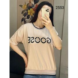 Фотография Футболка женская 2553 beige р.48-54 "FSN" недорого оптом от прямого поставщика