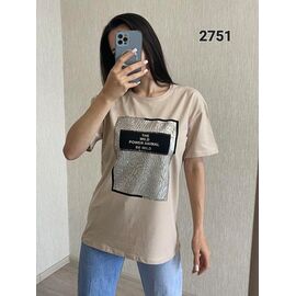 Фотография Футболка женская 2751 beige р.44-48 "FSN" недорого оптом от прямого поставщика