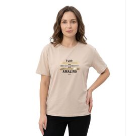 Фотография Футболка женская 6533 beige р.46-52 "FSN" недорого оптом от прямого поставщика