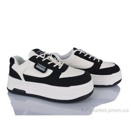 Фотография Кроссовки женские модные Весна/осень No brand B-91 WHITE-BLACK (8 пар р.37-40) "Prime-Opt" недорого оптом от прямого поставщика