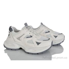 Фотография Кроссовки женские модные Весна/осень No brand K63 white (8 пар р.37-40) "Prime-Opt" недорого оптом от прямого поставщика
