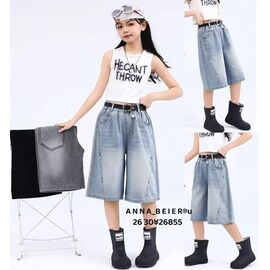 Дитячі шорти на дівчинку 26855 l.blue р.26-30 "Delfinka" недорого оптом від прямого постачальника