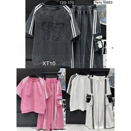 Фотография Костюм детский спортивный летний на девочку XT10 d.grey р.120-170 "Delfinka" недорого оптом от прямого поставщика