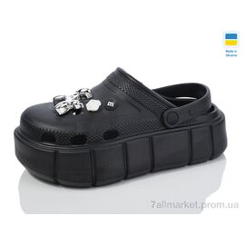 Фотография Кроксы женские летние Лето 152-2-6 чорний (6 пар р.36-40) "Крок" недорого оптом от прямого поставщика