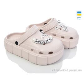 Фотография Кроксы женские летние Лето 152-2-2 бежевий (6 пар р.36-40) "Крок" недорого оптом от прямого поставщика