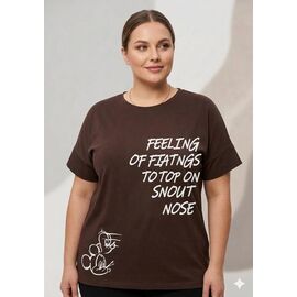 футболка жіноча 400-1 brown р.4XL-5XL "Newe" недорого оптом від прямого постачальника