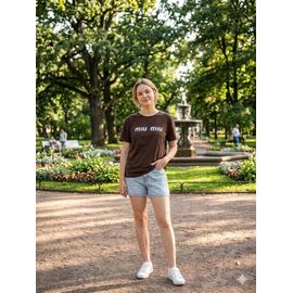 Фотография Футболка женская NW98 brown р.L-XL "Newe" недорого оптом от прямого поставщика