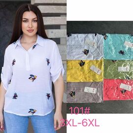 Фотография Рубашка женская летняя 101 green р.3XL-6XL "P.HEY" недорого оптом от прямого поставщика