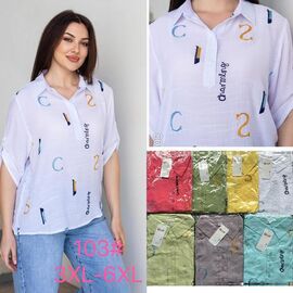 Фотография Рубашка женская летняя 103 grey р.3XL-6XL "P.HEY" недорого оптом от прямого поставщика