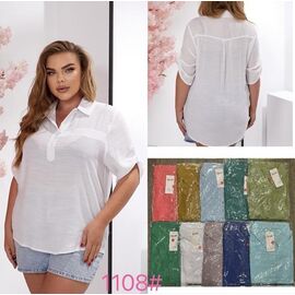 Фотография Рубашка женская летняя 1108 grey р.50-56 "P.HEY" недорого оптом от прямого поставщика