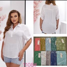 Фотография Рубашка женская летняя 1108 l.blue р.50-56 "P.HEY" недорого оптом от прямого поставщика