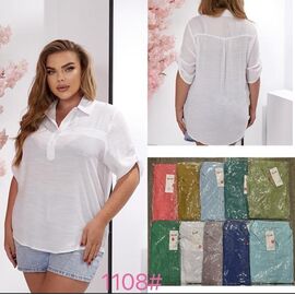 Фотография Рубашка женская летняя 1108 l.green р.50-56 "P.HEY" недорого оптом от прямого поставщика