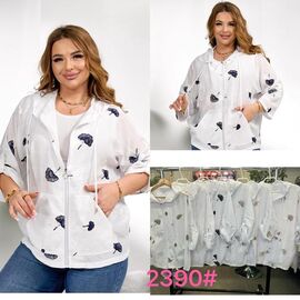 Фотография Рубашка женская 2390 white-brown р.XL-4XL "P.HEY" недорого оптом от прямого поставщика