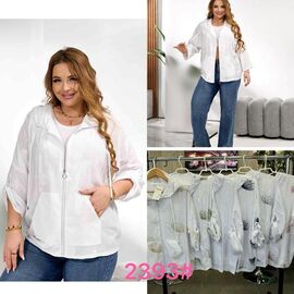 Фотография Рубашка женская 2393 white-brown р.XL-4XL "P.HEY" недорого оптом от прямого поставщика