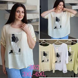 футболка жіноча 362 white р.3XL-6XL "P.HEY" недорого оптом від прямого постачальника