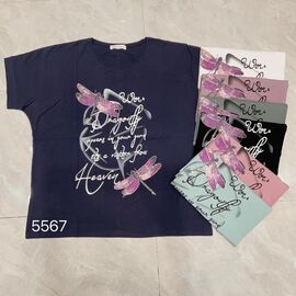 футболка жіноча 5567 mix р.52-56 "FLORA" недорого оптом від прямого постачальника