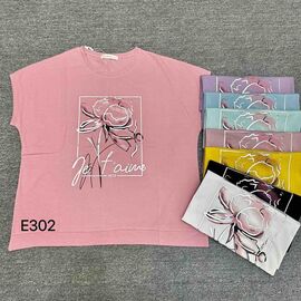 футболка жіноча E302 mix р.52-56 "FLORA" недорого оптом від прямого постачальника