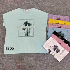 футболка жіноча E305 mix р.52-56 "FLORA" недорого оптом від прямого постачальника