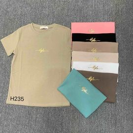 футболка жіноча H235 mix р.44-48 "FLORA" недорого оптом від прямого постачальника