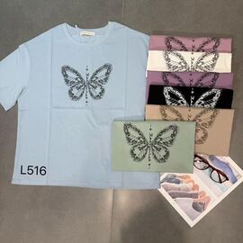 футболка жіноча L516 mix р.52-56 "FLORA" недорого оптом від прямого постачальника