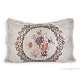 Подушка  Гобелен коло 3 квітки (99035) бежевий 50x70см (2 шт. р.сіткаOne size) "Obuvok" недорого оптом від прямого постачальника