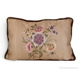 Подушка  Гобелен 4 квітки в квадраті (99034) коричневий 50x70см (2 шт. р.сіткаOne size) "Obuvok" недорого оптом від прямого постачальника