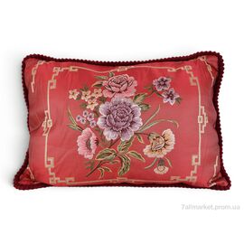 Подушка  Гобелен 4 квітки в квадраті (99032) бордовий 50x70см (2 шт. р.сіткаOne size) "Obuvok" недорого оптом від прямого постачальника