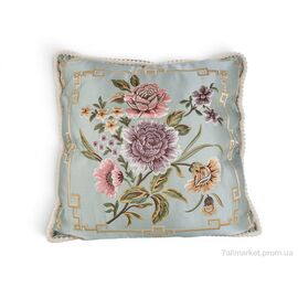 Подушка  Гобелен 4 квітки в квадраті (99031) блакитний 55x55см (2 шт. р.сіткаOne size) "Obuvok" недорого оптом від прямого постачальника
