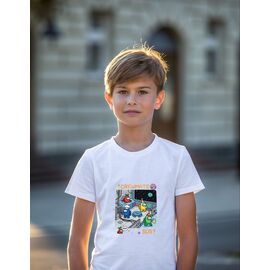Фотография Футболка детская на мальчика 823 white р.134-152 "Mary Brand" недорого оптом от прямого поставщика