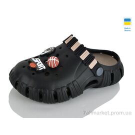 Крокси дитячі літні Літо Гіпаніс Д012 чорно-т.бежевий (6 пар р.30-35) "Progress" недорого оптом від прямого постачальника