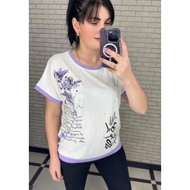 футболка жіноча 25017 white-lilac р.M-2XL "PULSE" недорого оптом від прямого постачальника