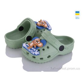 Фотография Кроксы детские летние Лето Cross H1-1 джибітца крутится оливка (6 пар р.18-23) "Vladimir" недорого оптом от прямого поставщика
