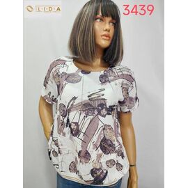 футболка жіноча 3439 white-brown р.52-62 "LIDA" недорого оптом від прямого постачальника