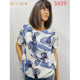 футболка жіноча 3439 white-blue р.52-62 "LIDA" недорого оптом від прямого постачальника