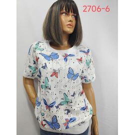 футболка жіноча 2706-6 white-blue р.52-62 "LIDA" недорого оптом від прямого постачальника