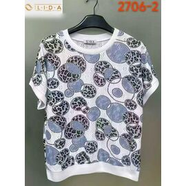 футболка жіноча 2706-2 white-blue р.52-62 "LIDA" недорого оптом від прямого постачальника