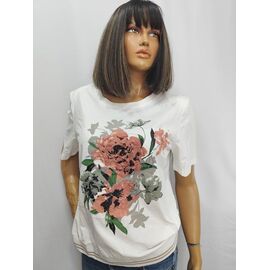 футболка жіноча 9451 white-pink р.52-62 "LIDA" недорого оптом від прямого постачальника