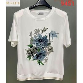 футболка жіноча 9451 white-blue р.52-62 "LIDA" недорого оптом від прямого постачальника