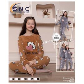 Фотография Пижама детская тёплая на девочку 20523 brown р.6-14 "Disneyopt kids" недорого оптом от прямого поставщика