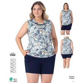 Піжама легка жіноча 17342 blue р.XL-4XL "Cotpark" недорого оптом від прямого постачальника