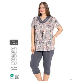 Піжама жіноча 14486 grey р.2XL-5XL "Cotpark" недорого оптом від прямого постачальника