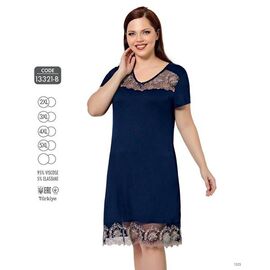 Нічня жіноча 13321B navy р.2XL-5XL "Cotpark" недорого оптом від прямого постачальника