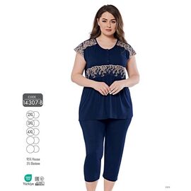 Піжама жіноча 14307B navy р.2XL-4XL "Cotpark" недорого оптом від прямого постачальника