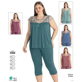 Піжама жіноча 14568 l.green р.2XL-5XL "Cotpark" недорого оптом від прямого постачальника