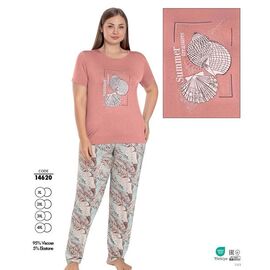 Піжама жіноча 14620 peach р.XL-4XL "Cotpark" недорого оптом від прямого постачальника