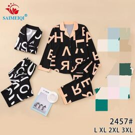 Піжама жіноча 2457 black-beige р.L-3XL "Estima" недорого оптом від прямого постачальника