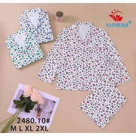 Піжама жіноча 2480-10 white-green р.M-2XL "Estima" недорого оптом від прямого постачальника