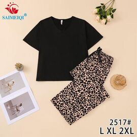 Піжама жіноча 2517 black-beige р.L-2XL "Estima" недорого оптом від прямого постачальника