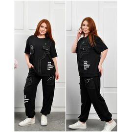 Костюм спортивний жіночий 383 black р.52-56 "Saint Wish" недорого оптом від прямого постачальника